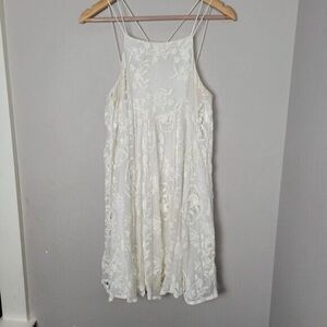 Little White Lies Hollie Lace White Dress Strappy Swing Sundress Open Back Small